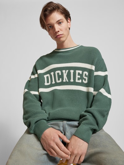 Dickies Gebreide pullover met labelstitching, model 'MELVERN' Donkergroen - 3