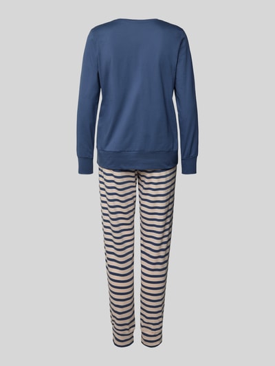Schiesser Regular Fit Pyjama aus reiner Baumwolle Modell 'Schlafan' Blau 3