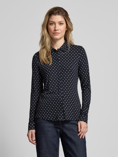 Marc O'Polo Regular Fit Jersey-Langarmbluse aus Viskose-Mix mit Polka Dots Marine 4