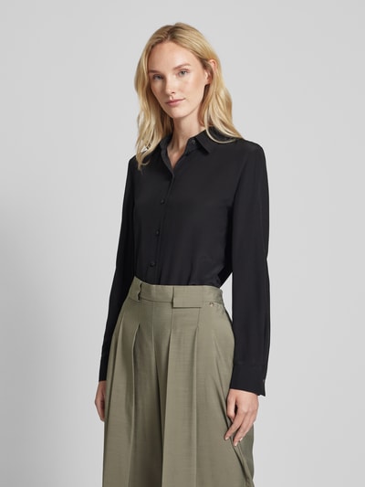 Marc Cain Zijden blouse met platte kraag Zwart - 4