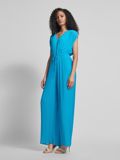 comma Jumpsuit met plissévouwen Turquoise - 1