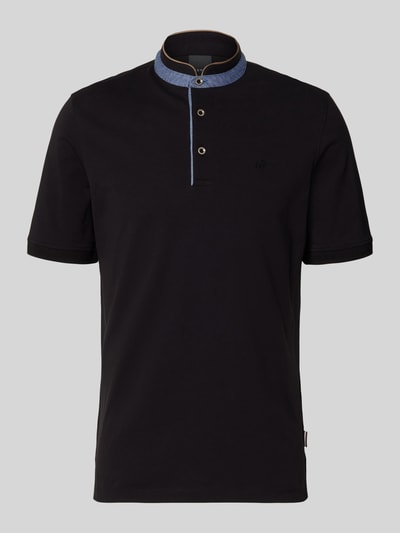 bugatti Regular Fit Poloshirt mit Stehkragen und Logo-Stitching Black 2