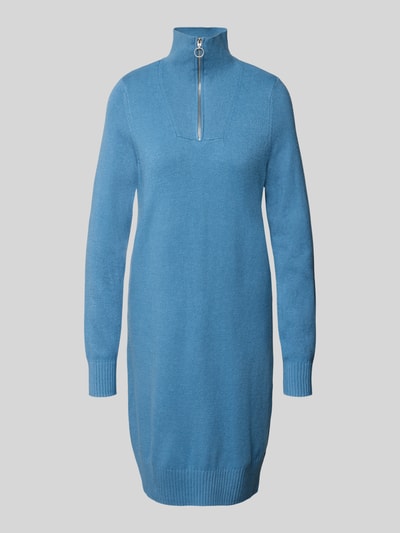 Christian Berg Woman Knielanges Kleid aus reiner Viskose in Strick-Optik Rauchblau Melange 1