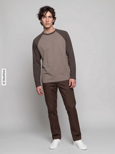 ONLY & SONS Relaxed Fit Longsleeve aus reiner Baumwolle Modell 'HEATON' Oliv 1