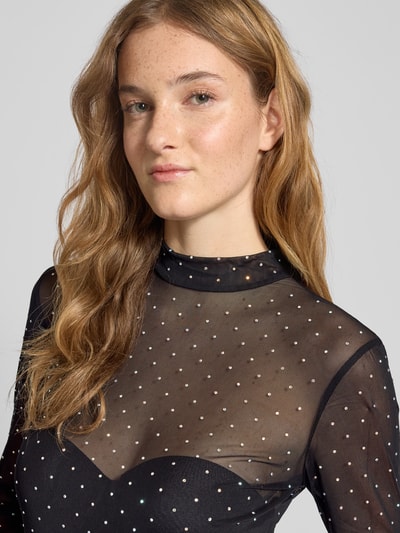 Only Slim fit shirt met lange mouwen van semi-transparant materiaal, model 'SIVAL' Zwart - 3