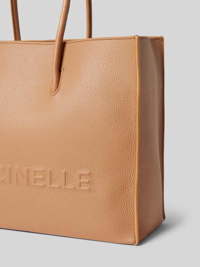 Coccinelle Handtas van leer met labelprint, model 'MYRTHA' Camel - 3