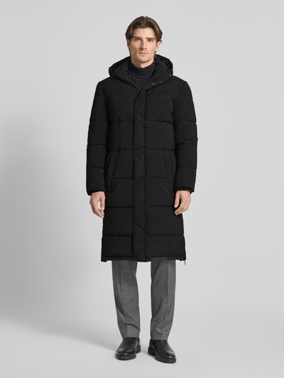 Christian Berg Men Steppjacke mit Kapuze und seitlichen Reißverschlüssen Black 4