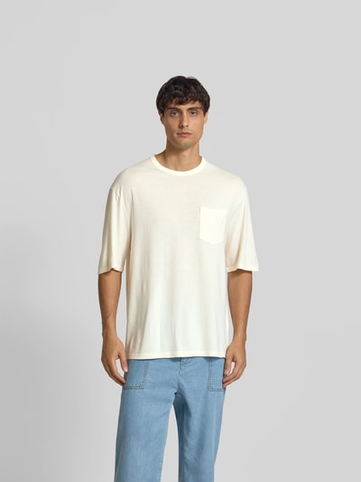 Officine Générale Regular Fit T-Shirt aus Lyocell-Mix Offwhite 4