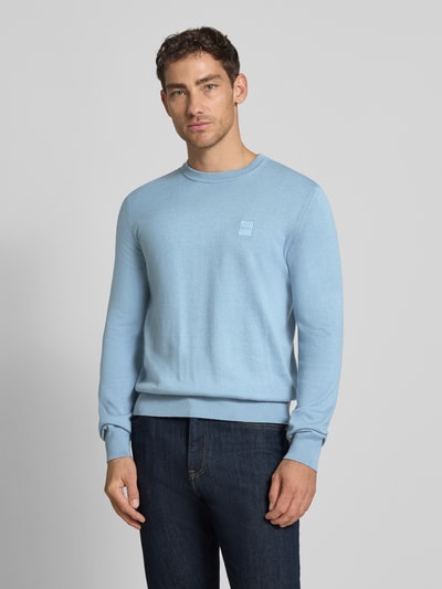 BOSS Orange Regular Fit Strickpullover aus Baumwoll-Kaschmir-Mix Modell 'KANOVANO' Hellblau 4