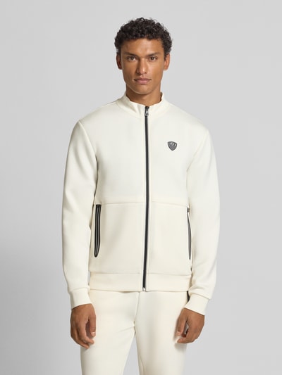 EA7 Emporio Armani Regular Fit Sweatjacke mit Viskose-Anteil Modell 'Train' Offwhite 4