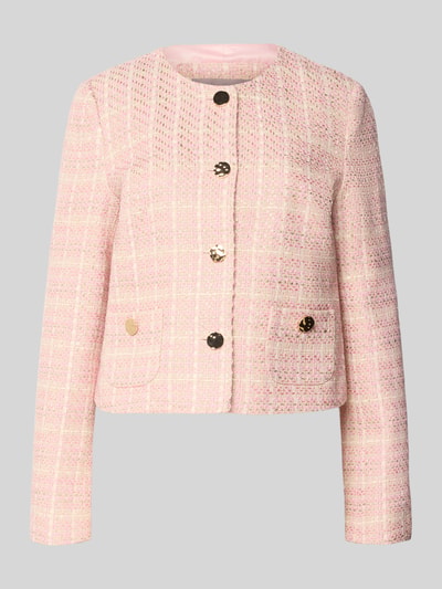 Produktfoto, Regular Fit Blazer in Bouclé-Optik von Christian Berg Woman Selection, różowy, mieszanka bawełny i wiskozy, okrągły dekolt, listwa guzikowa, prostokątne kieszenie, tekstura boucle, długość tyłu w rozmiarze 36: 49 cm, szerokość w rozmiarze 36: 47 cm, długość rękawów w rozmiarze 36: 63 cm