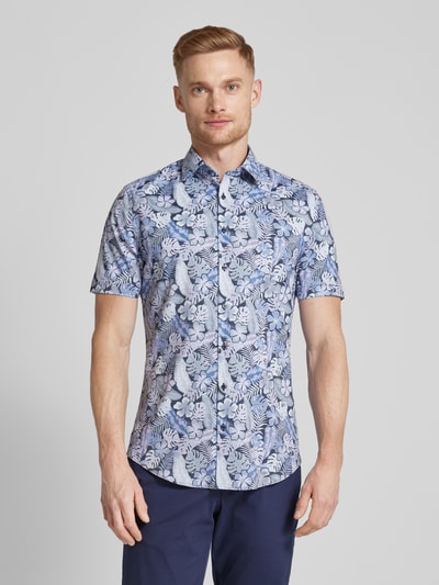 Jake*s Slim fit zakelijk overhemd met all-over print Rookblauw - 4