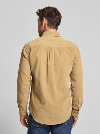 Casual Friday Regular fit corduroy overhemd met button-downkraag, model 'ANTON' Beige - 5