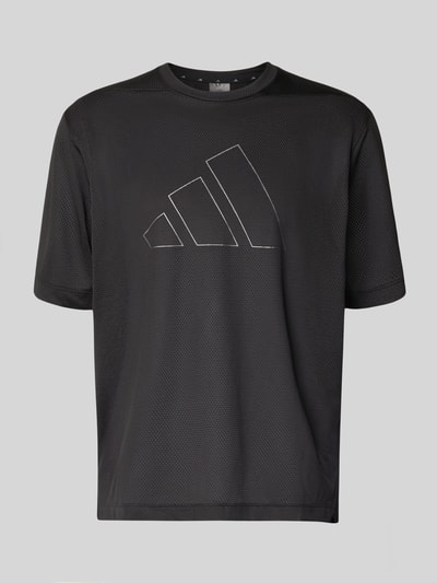 adidas Training T-shirt o kroju regular fit w siateczkowym stylu z nadrukiem z logo Czarny 2