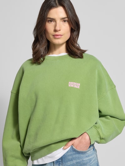 American Vintage Sweatshirt met labelprint model 'PLIZZY' Groen - 3