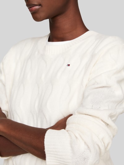 Tommy Hilfiger Regular Fit Pullover aus reiner Wolle Offwhite 3
