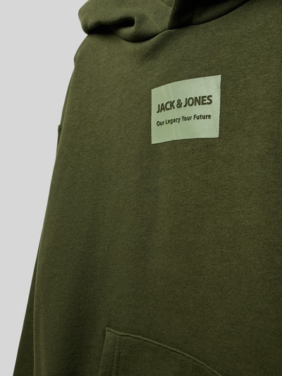 Jack & Jones Hoodie mit Label-Patch Modell 'HAKKAI' Oliv 2