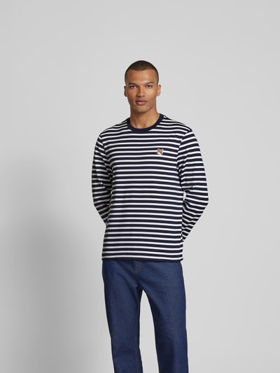 MAISON KITSUNE Longsleeve mit Streifenmuster Marine 4