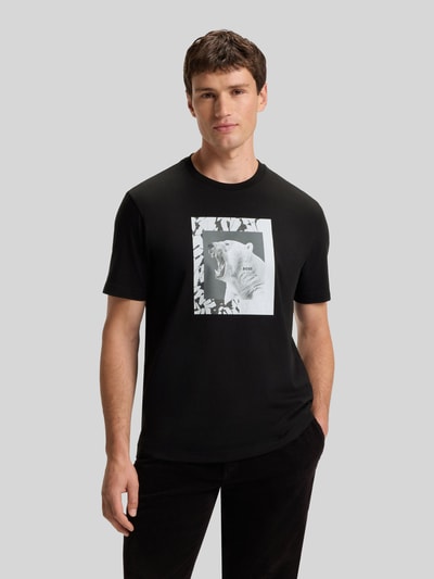 BOSS Orange Regular fit T-shirt van puur katoen Zwart - 4