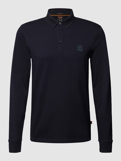 BOSS Orange Slim fit poloshirt met labelpatch, model 'Passerby' Donkerblauw - 2