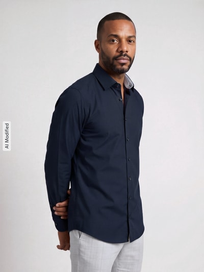 OLYMP Level 5 slim fit zakelijk overhemd met kentkraag Marineblauw - 4