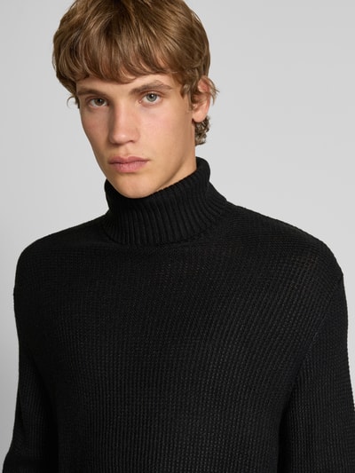 Jack & Jones Rollkragenpullover mit Strukturmuster Modell 'ROY' Black 3