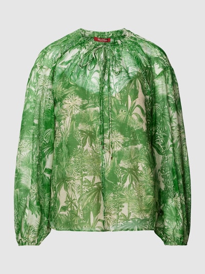 Max Mara Studio Blouse met all-over motief, model 'COBRA' Groen - 2