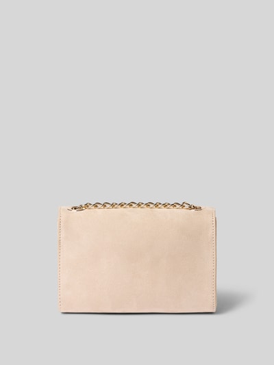 Productfoto, licht beige schoudertas met gouden kettingdetail, glad oppervlak, Umhängetasche mit Logo-Detail model 'DIVINA' van Valentino Bags, Dames schoudertas