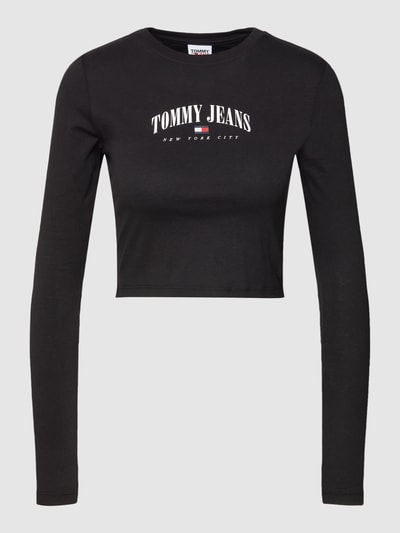 Tommy Jeans Cropped Longsleeve mit Label-Print Schwarz 2