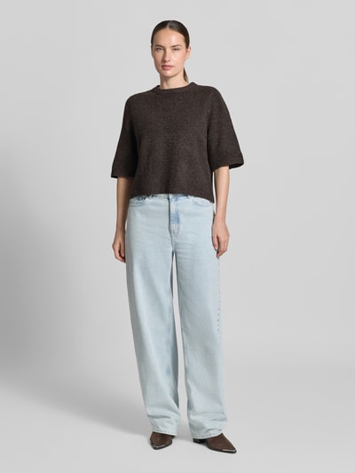 VERO MODA oversized pullover met wol model 'BOOM' Chocoladebruin - 1