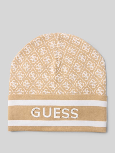 Guess Strickmütze mit Label-Stitching Modell 'SEVYN' Beige 1