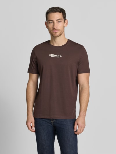 s.Oliver RED LABEL regular fit T-shirt van puur katoen Chocoladebruin - 4