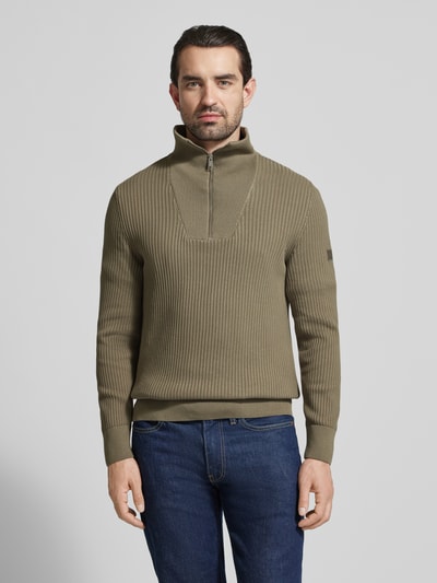 Marc O'Polo Regular Fit Troyer aus reiner Baumwolle Hellbraun 4