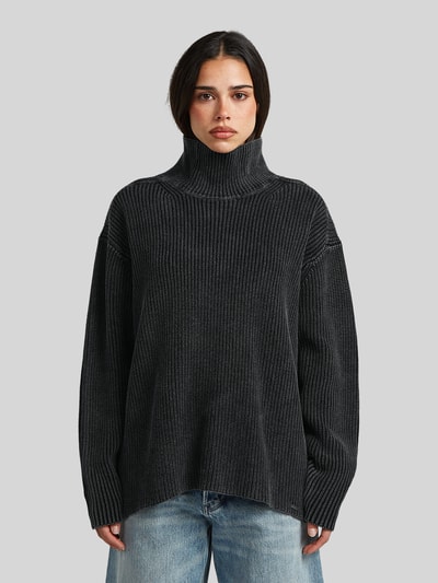 G-Star RAW Oversized Turtleneck-Pullover aus reiner Baumwolle Black 4
