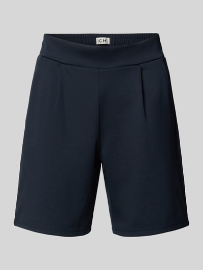 Produktfoto, Shorts mit elastischem Bund Modell 'Kate' van ICHI, regular fit, materiaal-mix met viscose, donkerblauw, gladde textuur