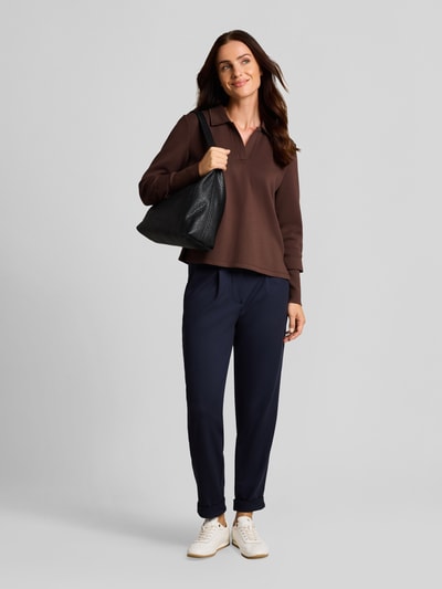 Tom Tailor Bluza z kołnierzykiem polo z mieszanki wiskozy Ciemnobrązowy 1