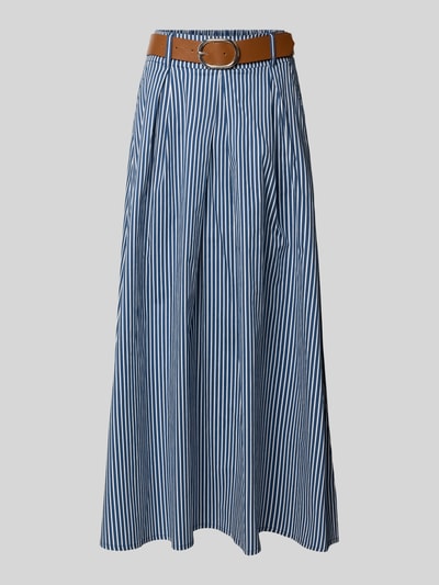 Productfoto, Maxirok im Allover-Look mit Gürtel van Zero, blauw-wit gestreept, mix van katoen en elastaan, A-lijn, riem, bandwijdte maat 36: 35 cm, totale lengte maat 36: 97 cm