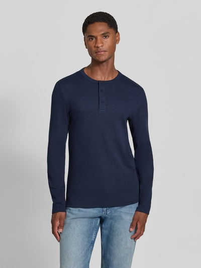 Jake*s Studio Men relaxed fit shirt met lange mouwen van katoenmix model 'MORRIS' Marineblauw - 4