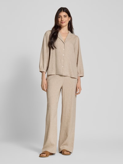 MSCH Copenhagen Relaxed fit linnen blouse met resortkraag, model 'Pennie Ginia' Beige - 1
