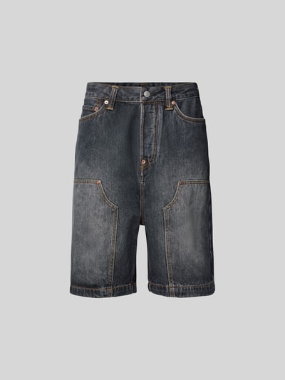 Evisu Loose Fit Jeansshorts mit Kontrastnähten BLACK 2
