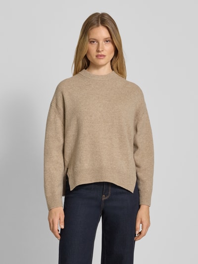 Drykorn Oversized Strickpullover mit gerippten Abschlüssen Sand Melange 4