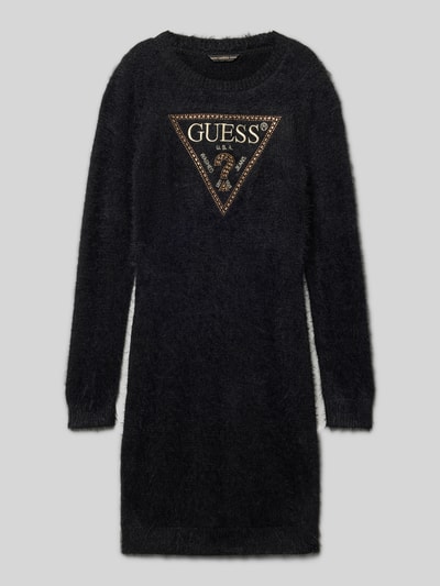 Guess Sweatkleid aus Kunstfell mit Ziersteinbesatz Black 1