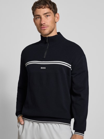 BOSS Green Regular Fit Troyer aus Baumwoll-Mix Modell 'ZONE' Dunkelblau 3