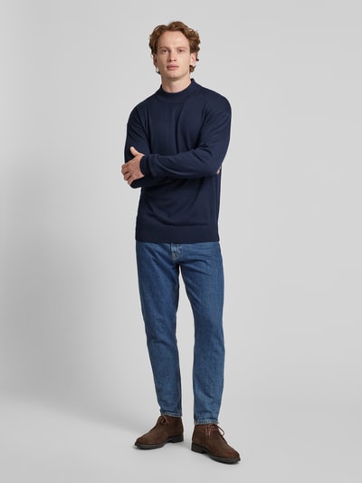 Scotch & Soda Gebreide pullover met opstaande kraag, model 'CORE' Donkerblauw - 1