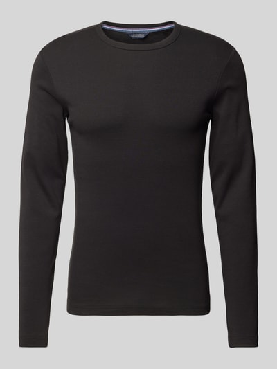 Lindbergh Slim Fit Longsleeve mit geripptem Rundhalsausschnitt Black 2