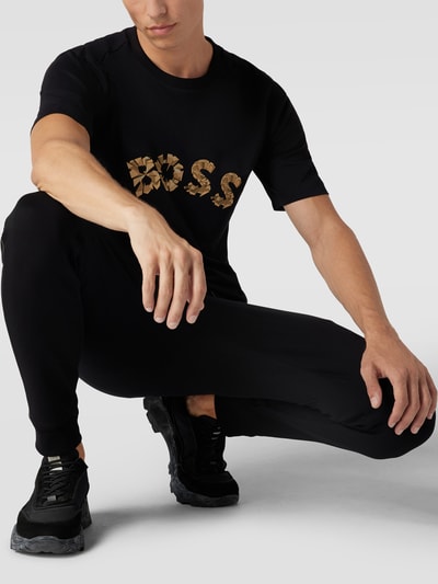 BOSS Green T-Shirt mit Label-Print Modell 'Teego' Schwarz 1