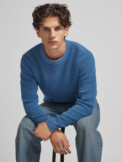 Pepe Jeans Strickpullover mit Label-Detail Modell 'Maddox' Blau 3