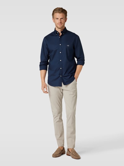 Gant Regular fit vrijetijdsoverhemd met borstzak, model 'POPLIN' Marineblauw - 1