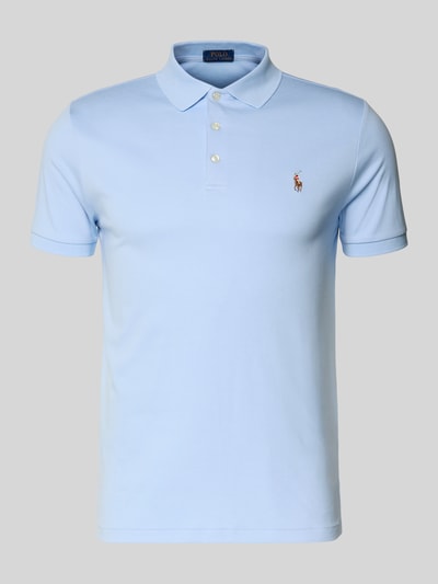 Produktfoto, Poloshirt met Label-Stitching van Polo Ralph Lauren in lichtblauw, katoen, regular fit, polokraag, korte knopenlijst, geribde mouwranden.