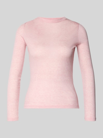 Produktfoto, Slim Fit Longsleeve aus Lyocell-Mix Modell 'Sefemina' von Opus, Damen Longsleeve mit Woll-Anteil, Stehkragen, rosa, glatte Textur, Rückenlänge bei Größe 36: 59 cm
